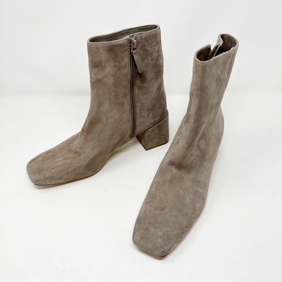 Vince Grey Suede Block Heel Booties Size 11 - Picture 3 of 7